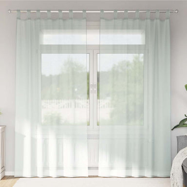Gordijnen voile met roedezakken 2 st lichtgrijs