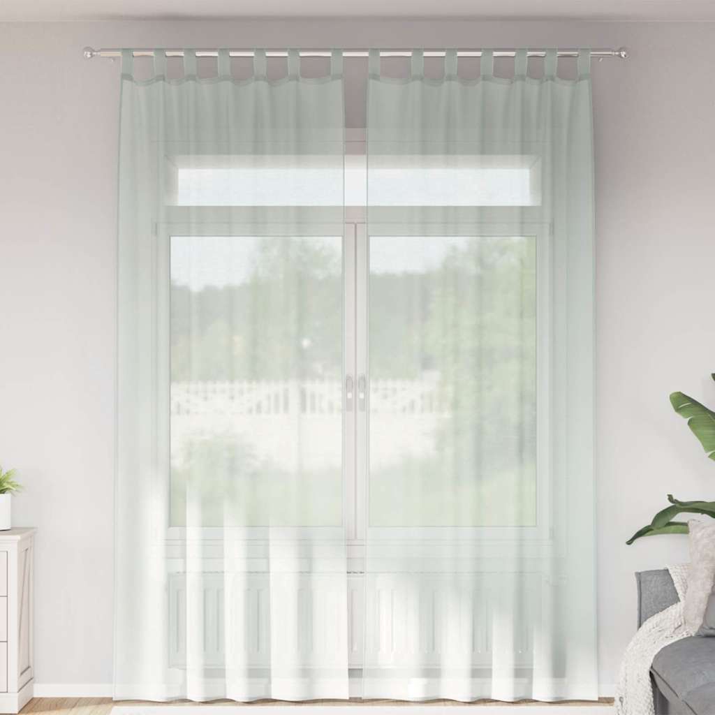 Gordijnen voile met roedezakken 2 st lichtgrijs
