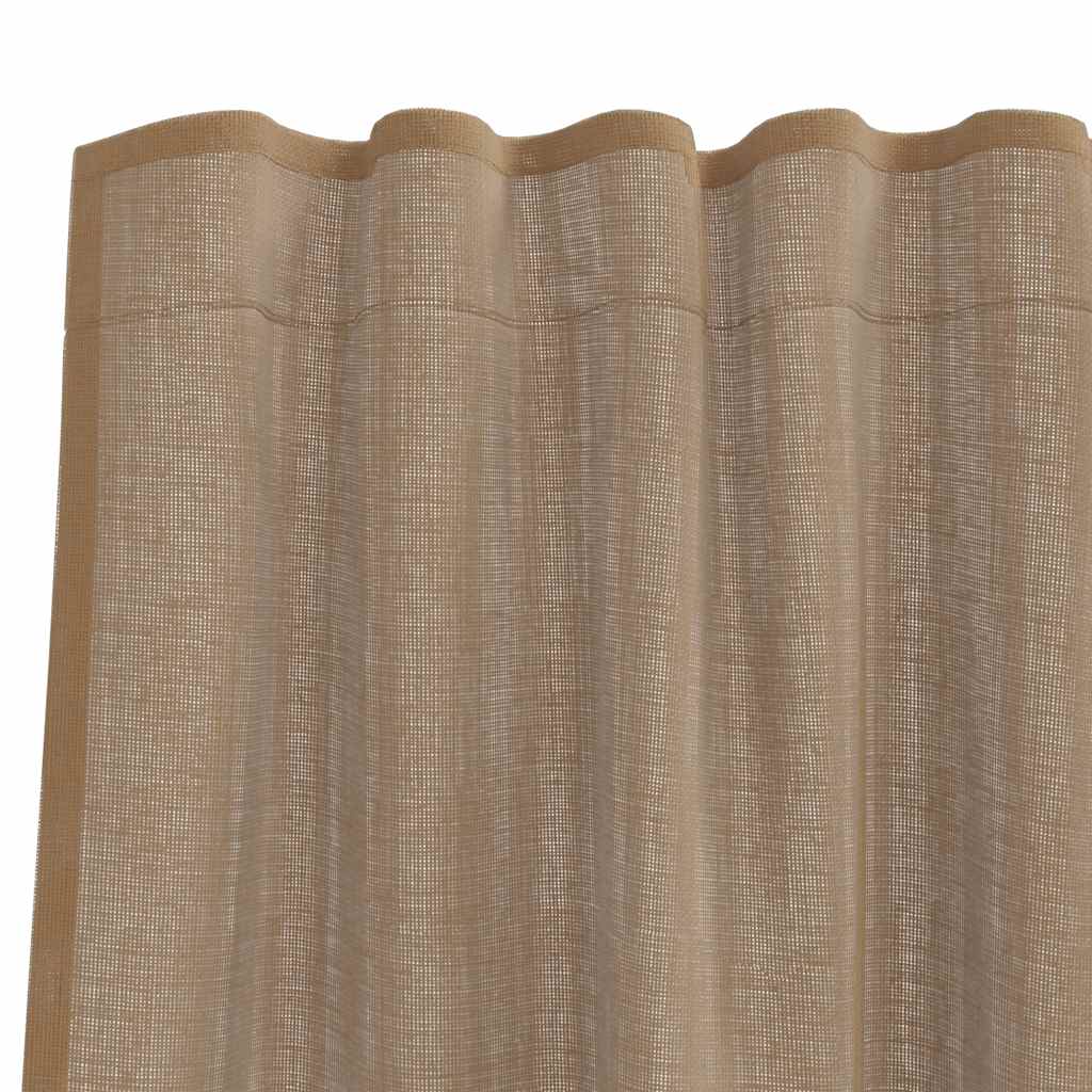 Gordijnen voile met roedezakken 2 st lichtbruin