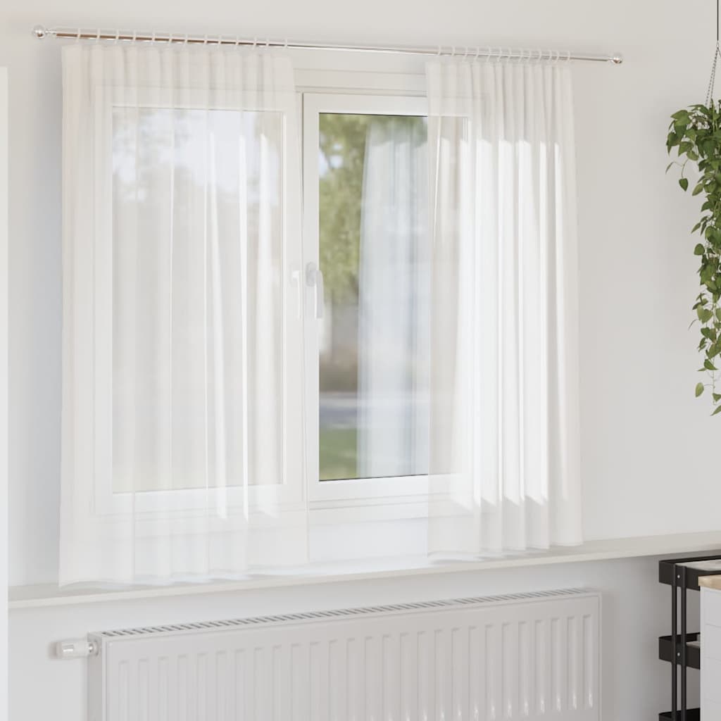 Gordijnen voile met roedezakken 2 st wit