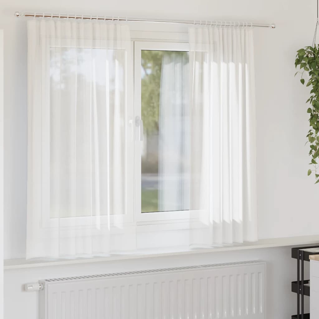 Gordijnen voile met roedezakken 2 st wit