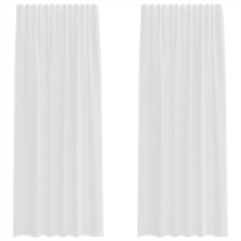 Gordijnen voile met roedezakken 2 st wit