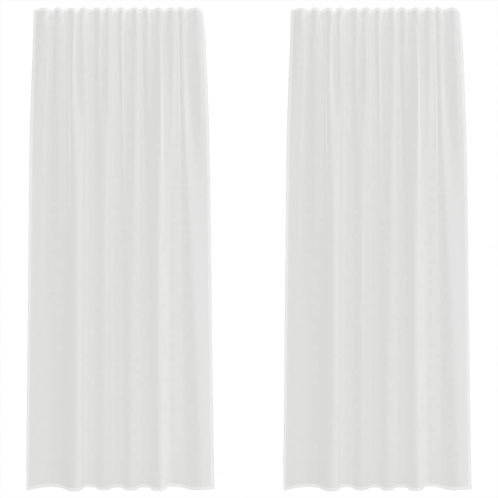 Gordijnen voile met roedezakken 2 st wit