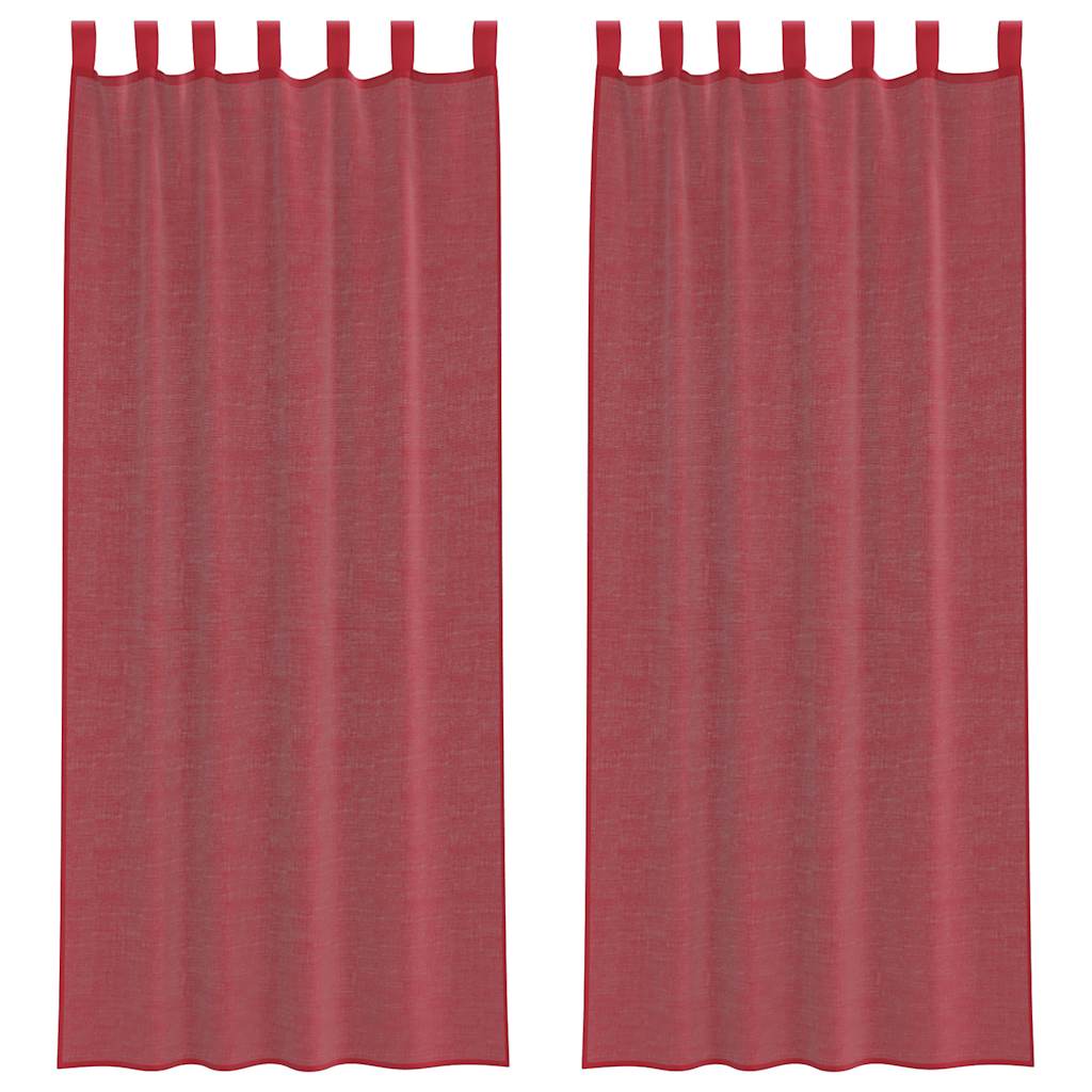 Gordijnen voile met roedezakken 2 st wijnrood