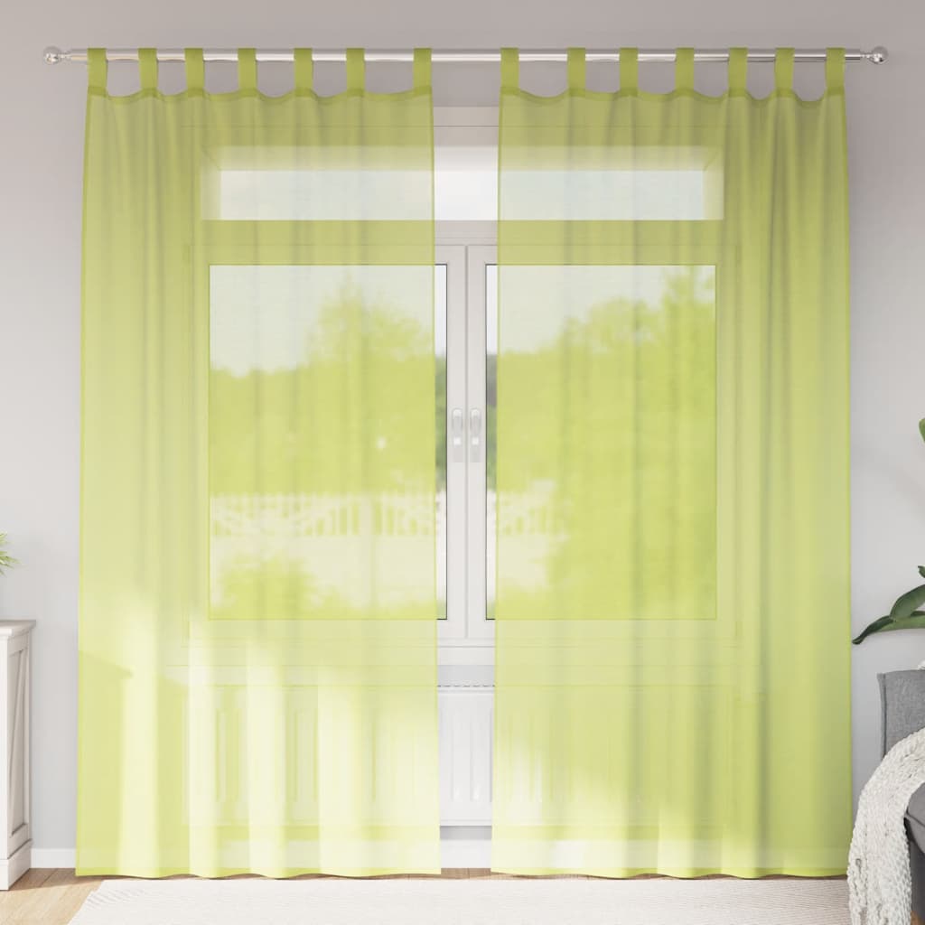 Gordijnen voile met lipje Top 2 st Appelgroen