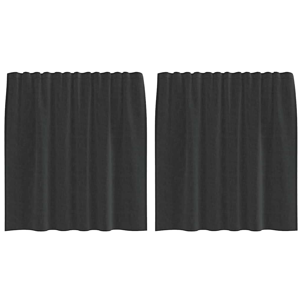 Gordijnen voile met tab top 2 st zwart
