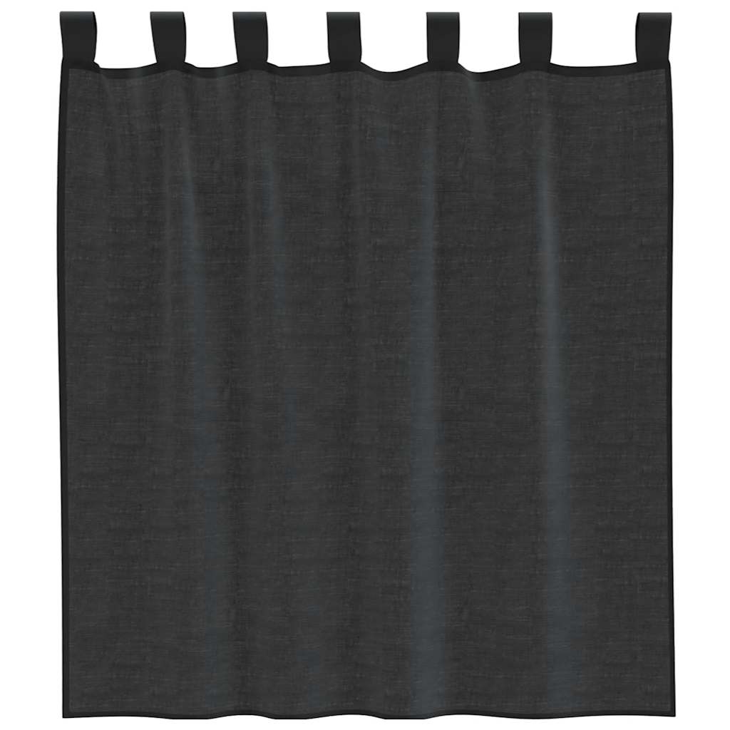 Gordijnen voile met tab top 2 st zwart