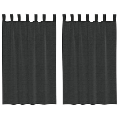 Gordijnen voile met tab top 2 st zwart
