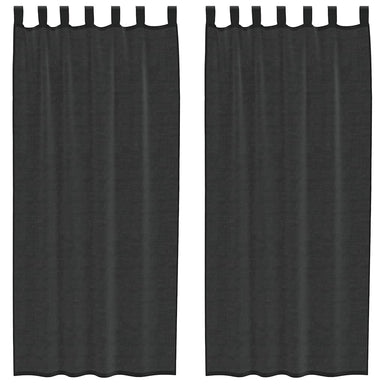 Gordijnen voile met tab top 2 st zwart