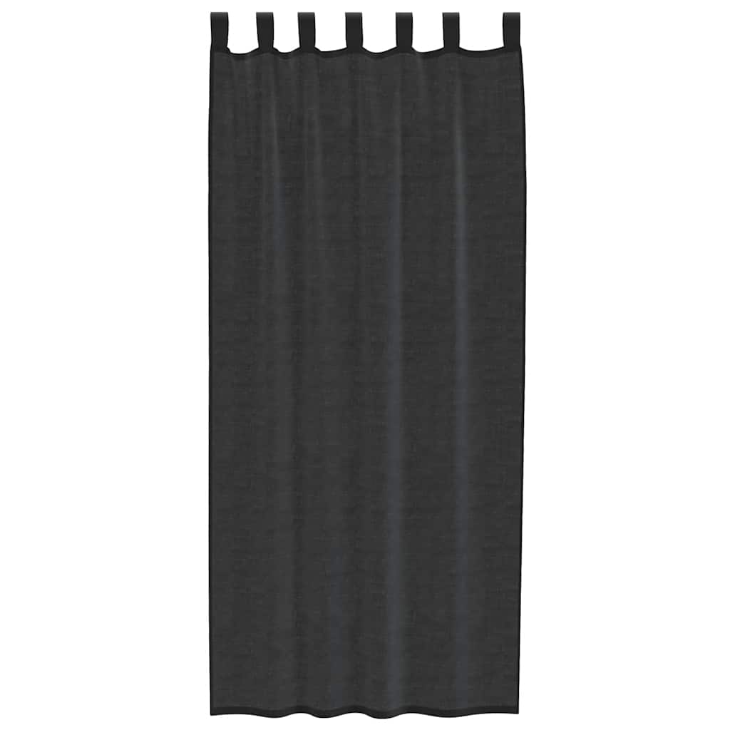 Gordijnen voile met tab top 2 st zwart
