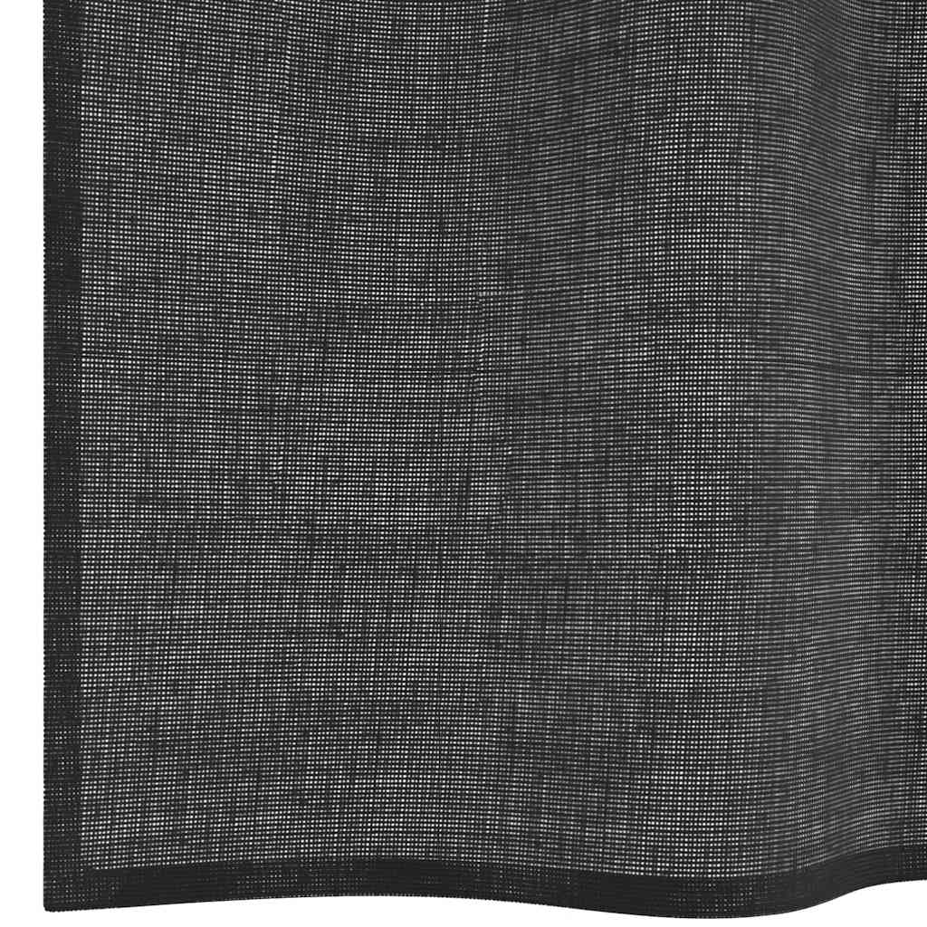 Gordijnen voile met tab top 2 st zwart