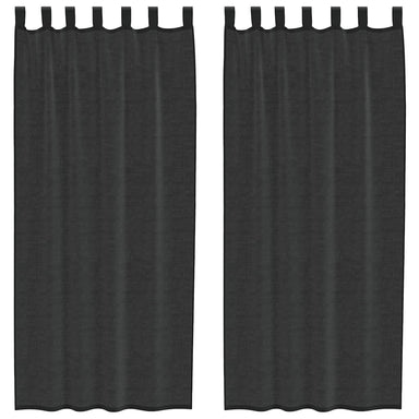 Gordijnen voile met tab top 2 st zwart