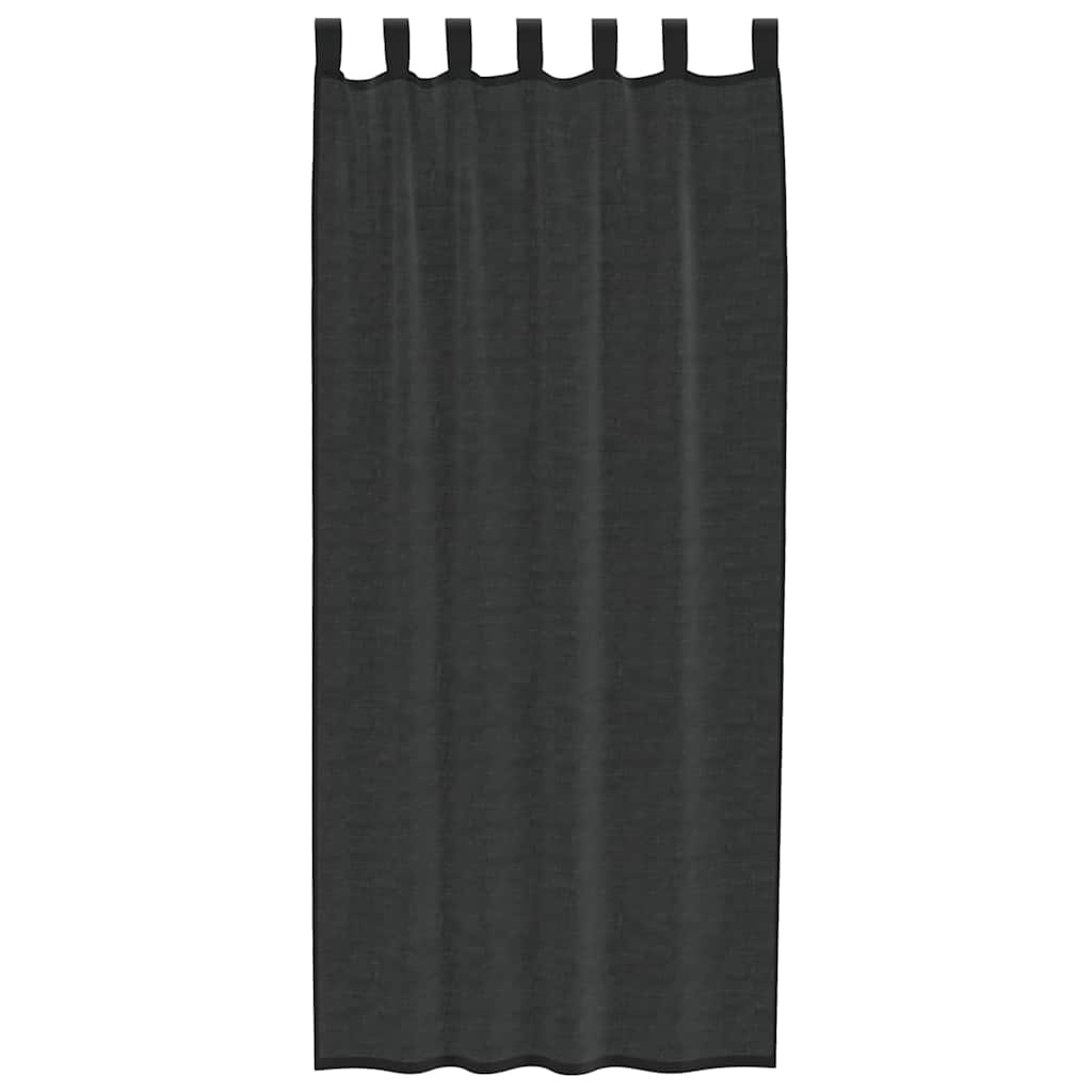 Gordijnen voile met tab top 2 st zwart