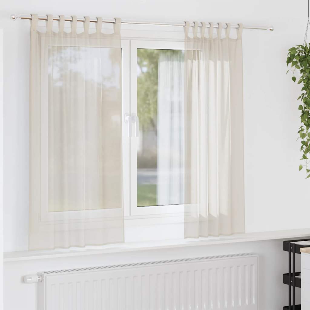 Gordijnen voile met Tab Top 2 st crèmekleurig