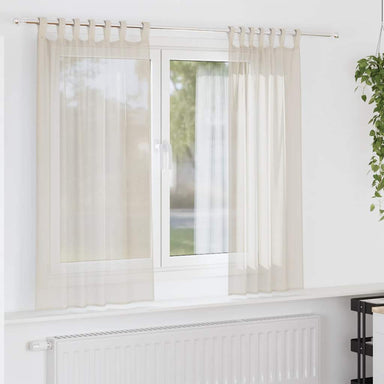Gordijnen voile met Tab Top 2 st crèmekleurig
