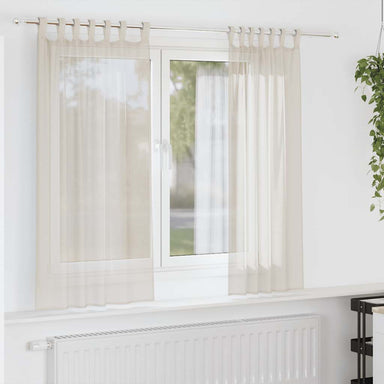 Gordijnen voile met Tab Top 2 st crèmekleurig