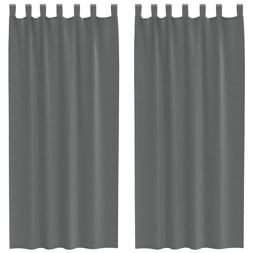 Gordijnen voile met lussen 2 st 140x225 cm donkergrijs