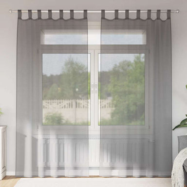 Gordijnen voile met lussen 2 st 140x225 cm donkergrijs
