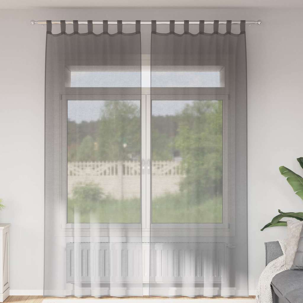Gordijnen voile met lussen 2 st 140x260 cm donkergrijs