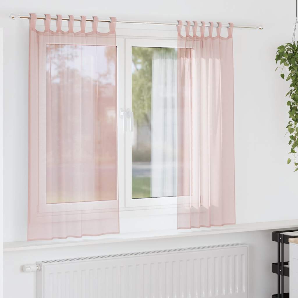 Gordijnen voile met lussen 2 st 140x175 cm lichtroze