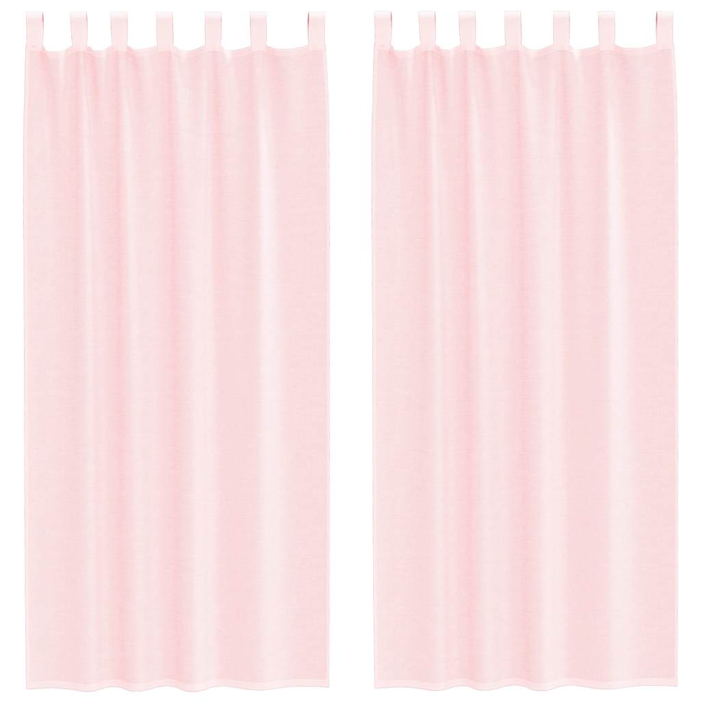 Gordijnen voile met lussen 2 st 140x245 cm lichtroze