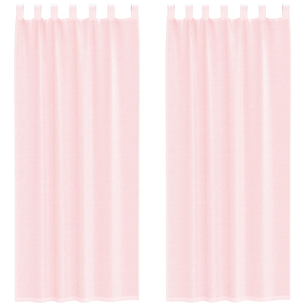 Gordijnen voile met lussen 2 st 140x260 cm lichtroze