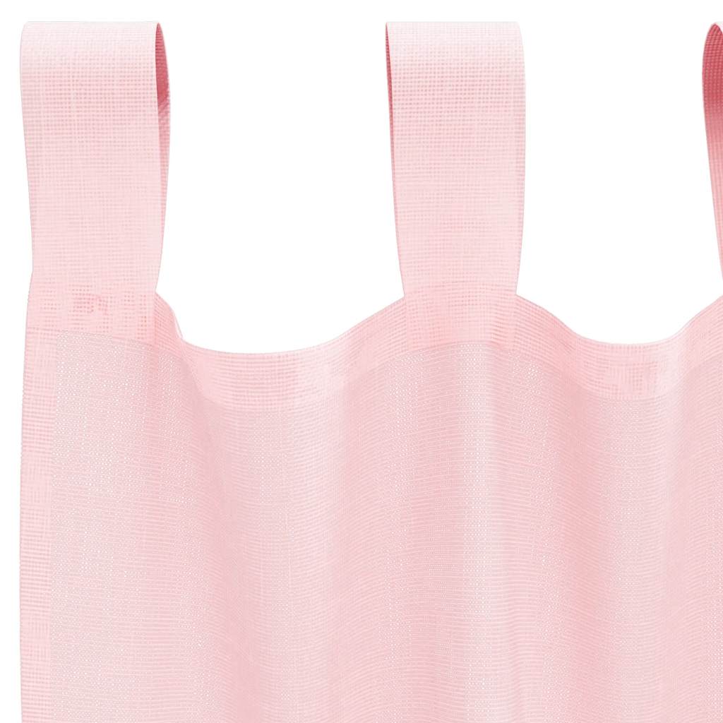 Gordijnen voile met lussen 2 st 140x260 cm lichtroze