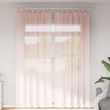 Gordijnen voile met lussen 2 st 140x260 cm lichtroze