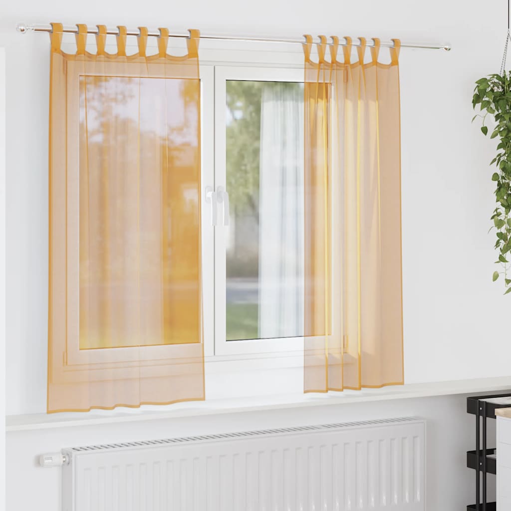 Gordijnen voile met lussen 2 st 140x140 cm oranje