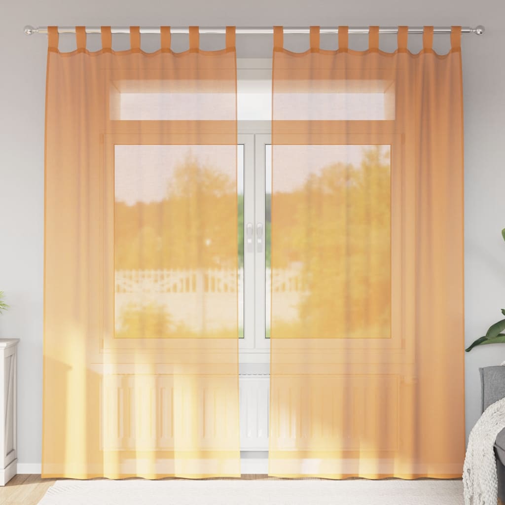 Gordijnen met lussen 2 st 140x245 cm oranje