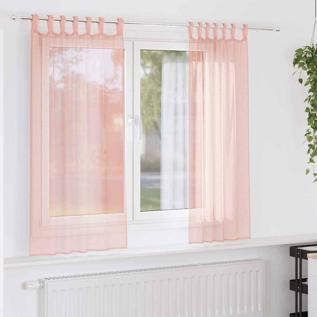 Gordijnen met lussen 2 st 140x175 cm roze