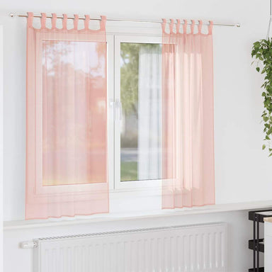 Gordijnen met lussen 2 st 140x175 cm roze