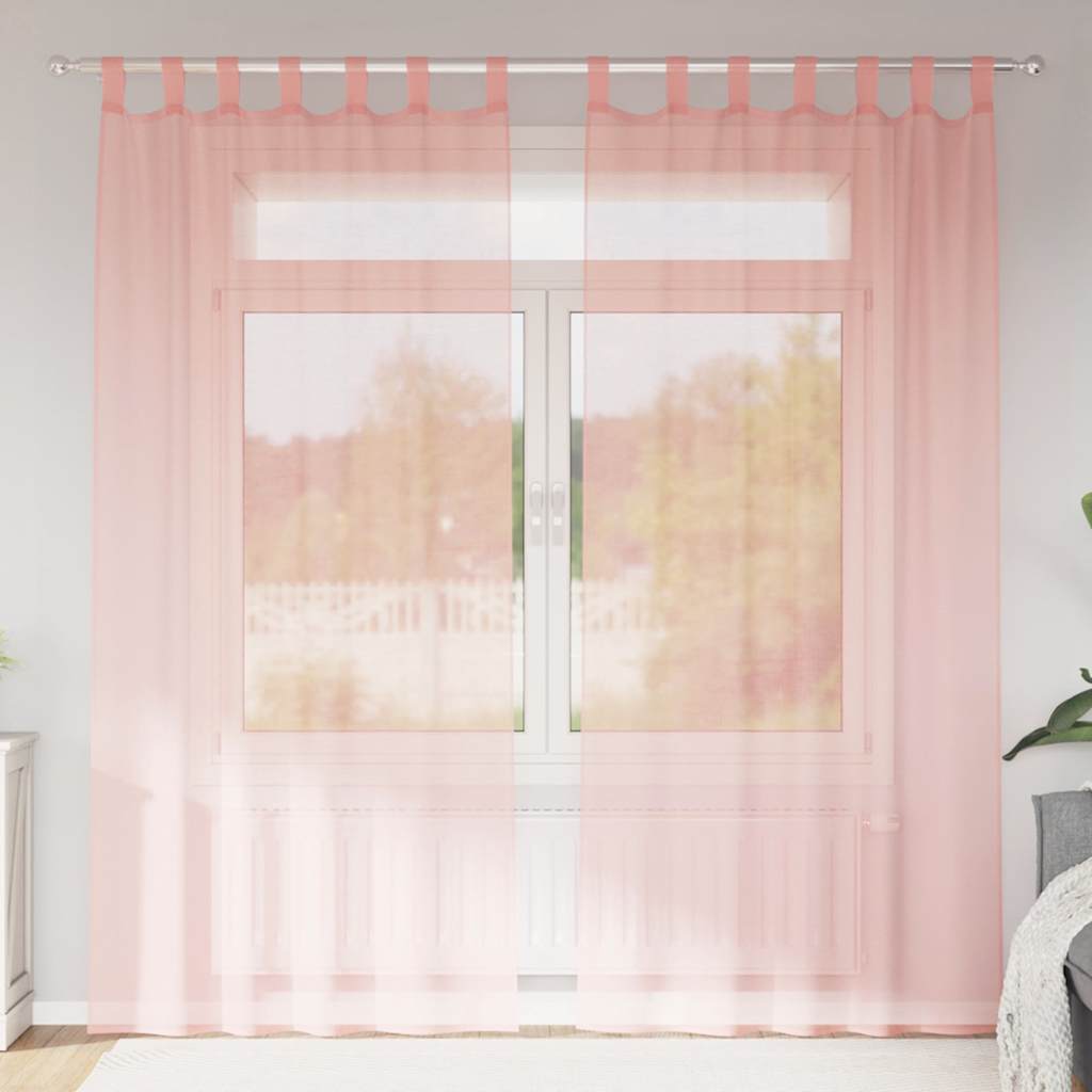 Gordijnen voile met lussen 2 st 140x225 cm roze