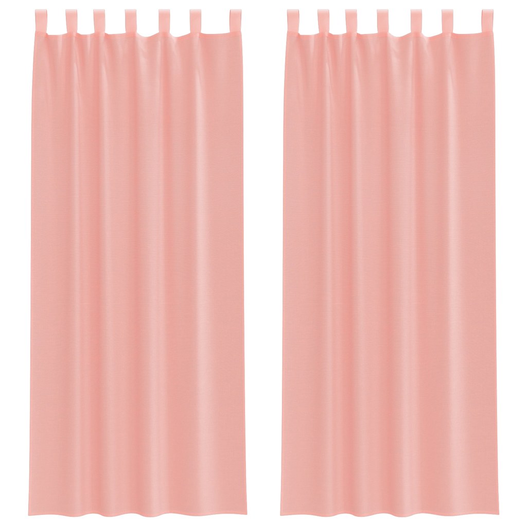 Gordijnen voile met lussen 2 st 140x260 cm roze