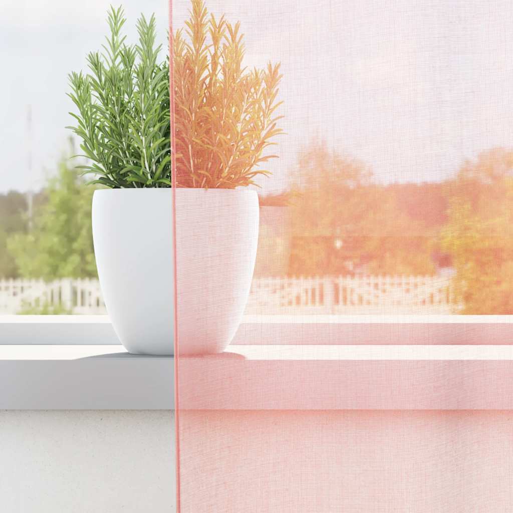 Gordijnen voile met lussen 2 st 140x260 cm roze