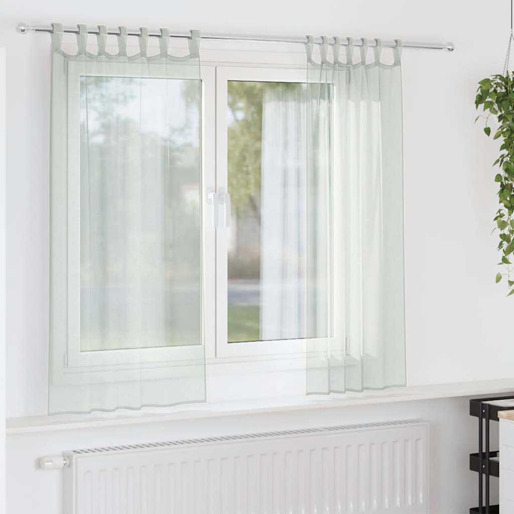 Gordijnen voile met lussen 2 st 140x175 cm lichtgrijs