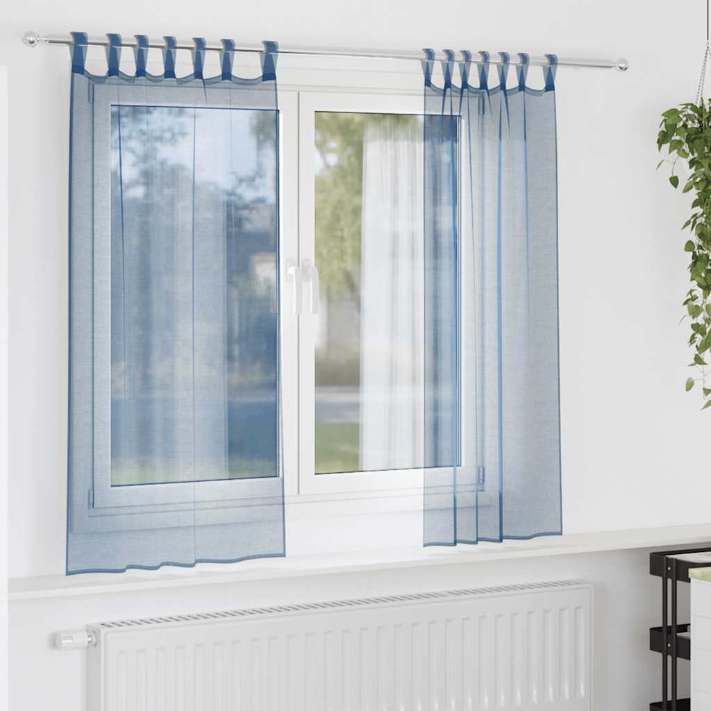 Gordijnen voile met lussen 2 st 140x140 cm koningsblauw