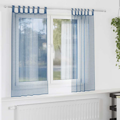 Gordijnen voile met lussen 2 st 140x140 cm koningsblauw