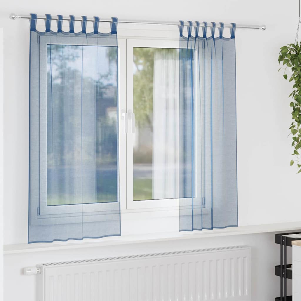 Gordijnen voile met lussen 2 st 140x175 cm koningsblauw