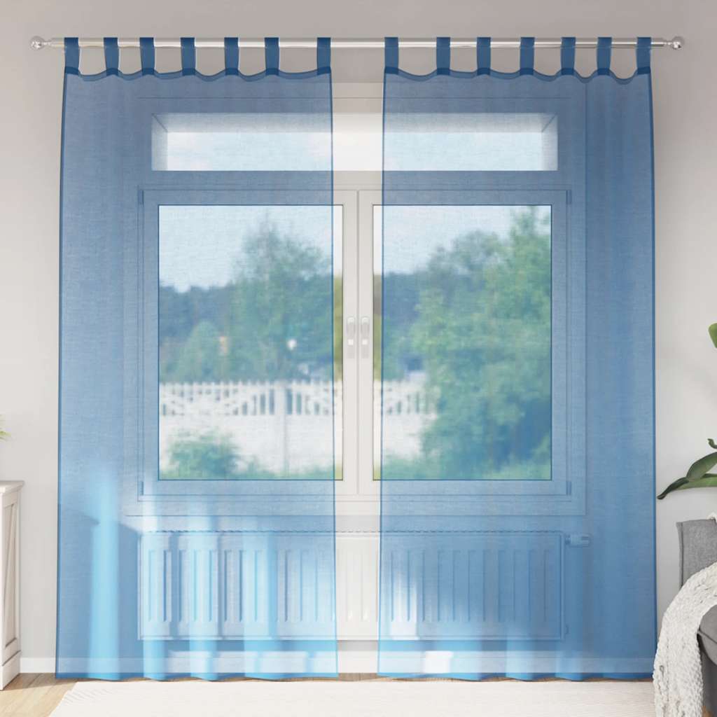 Gordijnen voile met lussen 2 st 140x225 cm koningsblauw
