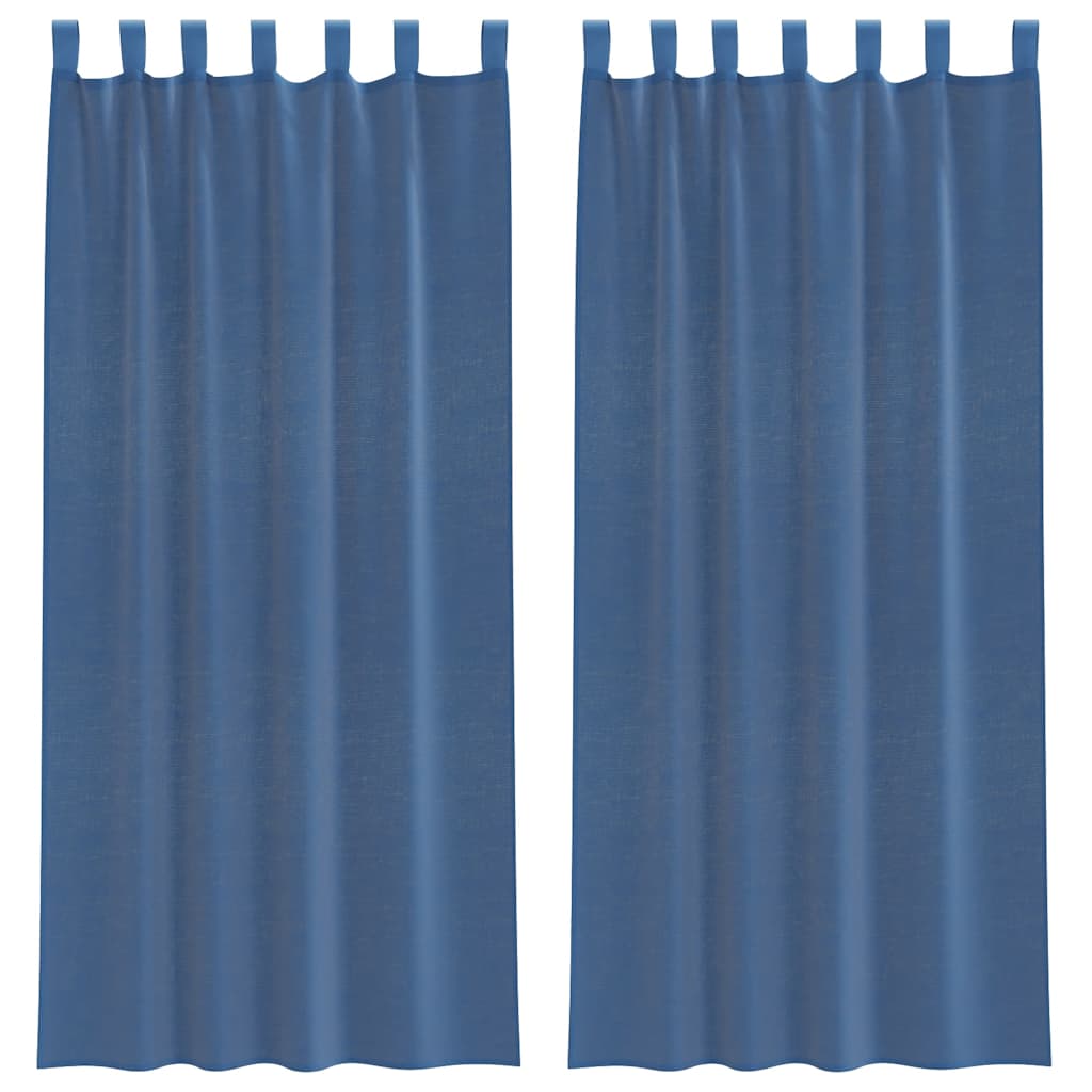 Gordijnen voile met lussen 2 st 140x245 cm koningsblauw