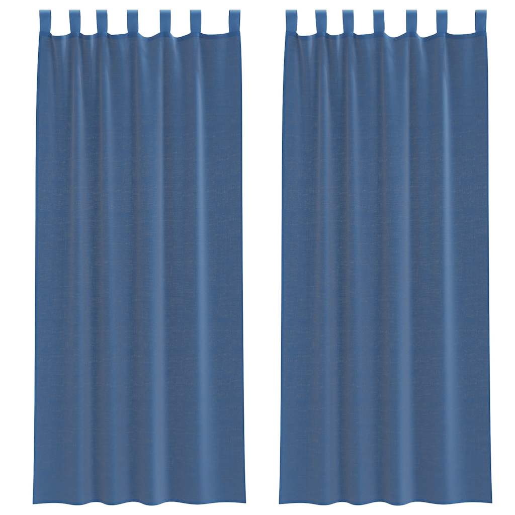 Gordijnen voile met lussen 2 st 140x260 cm koningsblauw