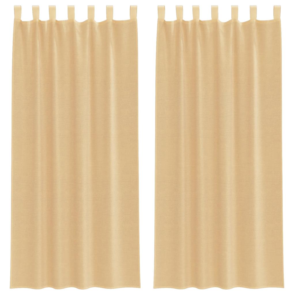 Gordijnen met lussen 2 st 140x225 cm zand