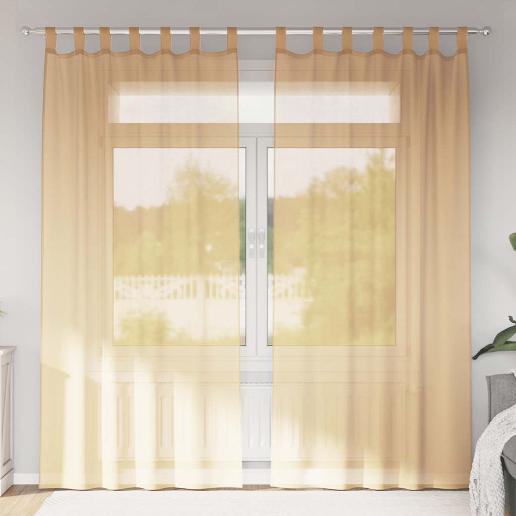 Gordijnen met lussen 2 st 140x225 cm zand