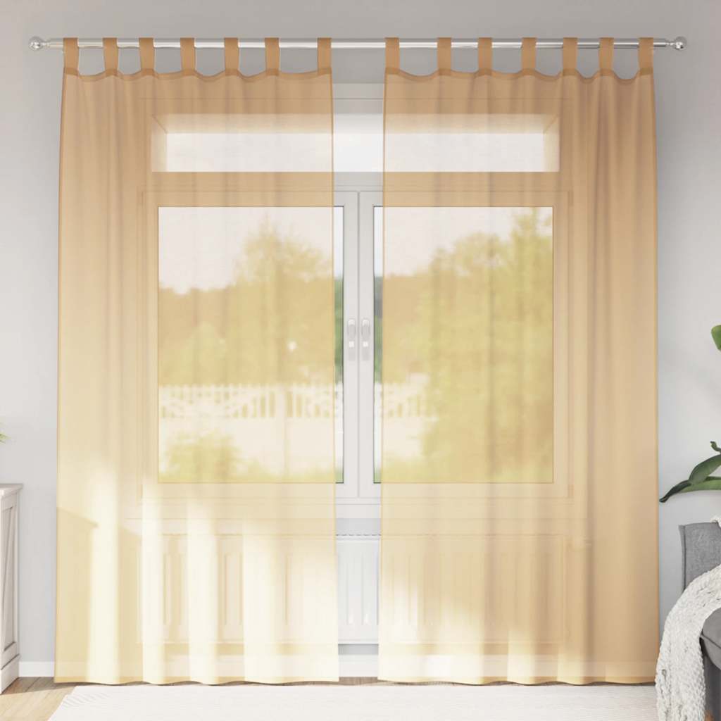 Gordijnen met lussen 2 st 140x245 cm zand
