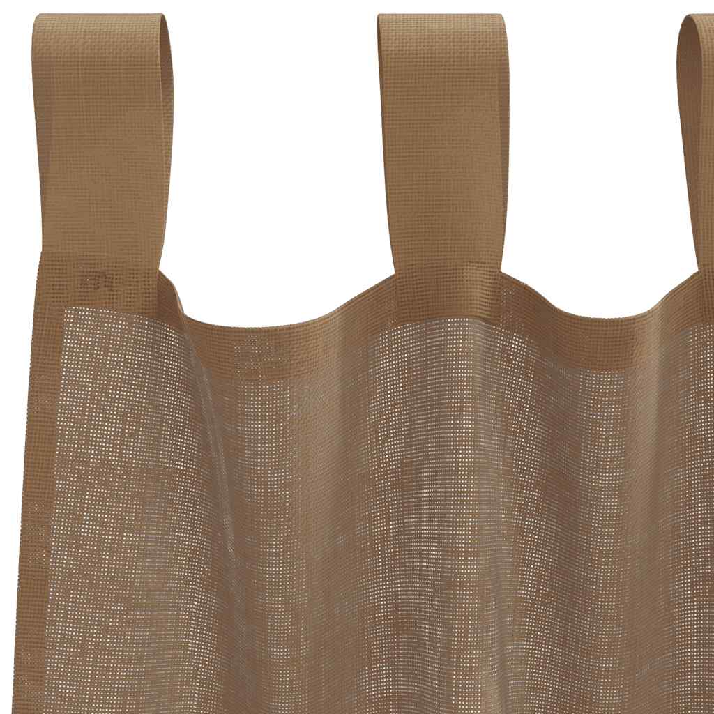 Gordijnen voile met lussen 2 st 140x175 cm lichtbruin