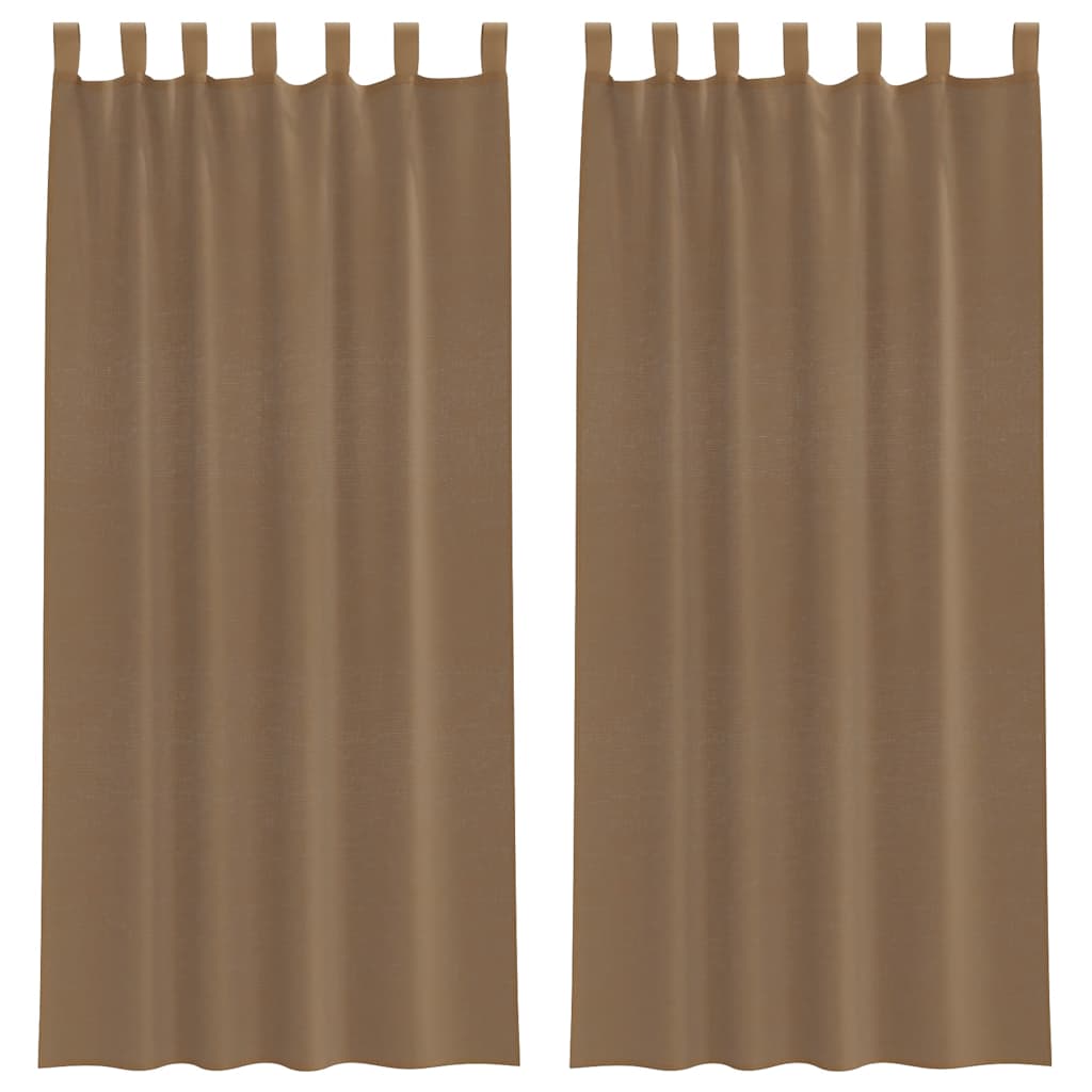 Gordijnen voile met lussen 2 st 140x225 cm lichtbruin