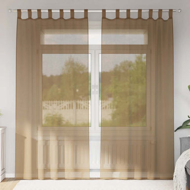 Gordijnen voile met lussen 2 st 140x245 cm lichtbruin