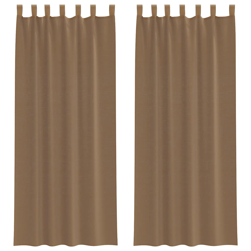 Gordijnen voile met lussen 2 st 140x260 cm lichtbruin