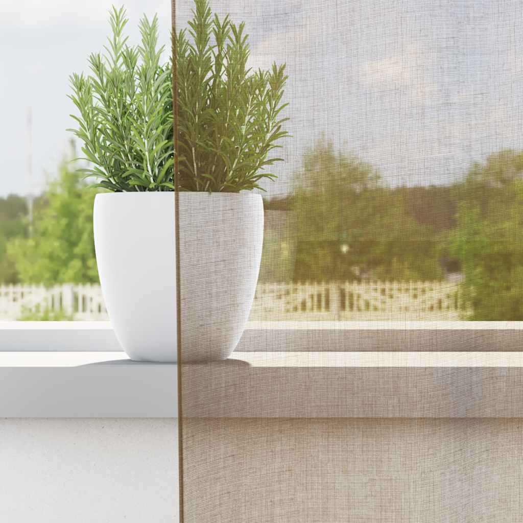 Gordijnen voile met lussen 2 st 140x260 cm lichtbruin